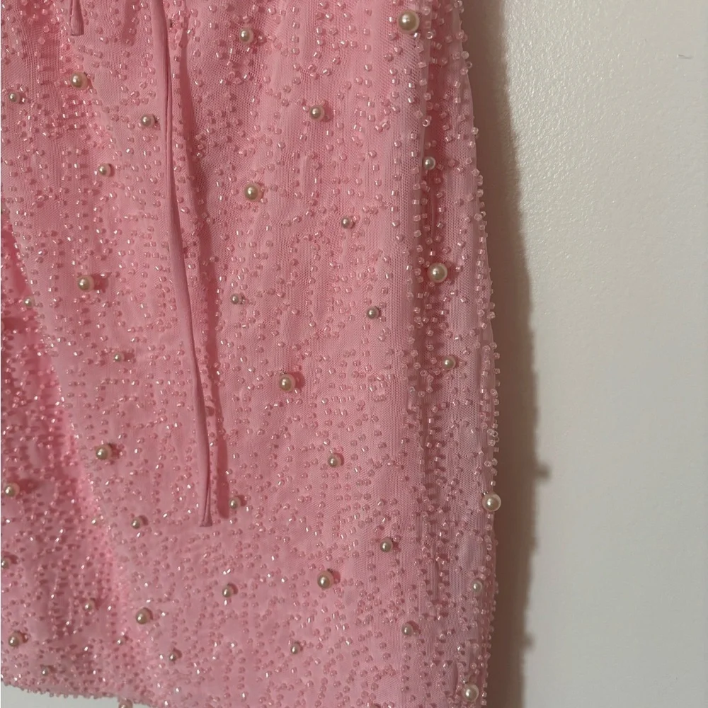 (WINDSOR) prom Pink Beaded & Pearl Mini Dress - Picture 7 of 7